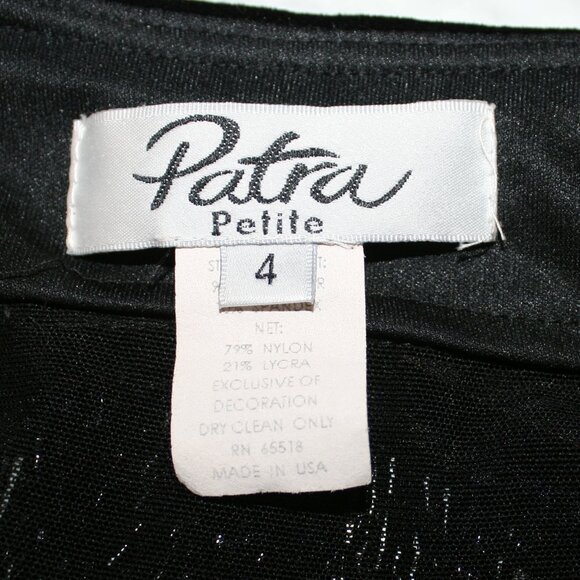 PATRA Dress Velvet Beaded Fringe Mesh Insert Cocktail Party Formal Prom Black 4P - Picture 8 of 14